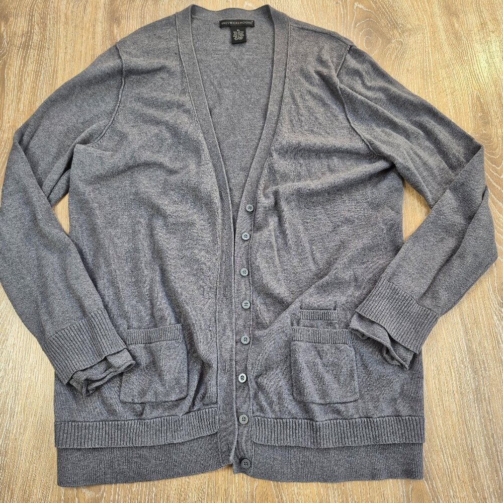 Preswick&Moore Sweater Cardigan Grey XL GoblinCore GrandpaCore Monochrome Preppy